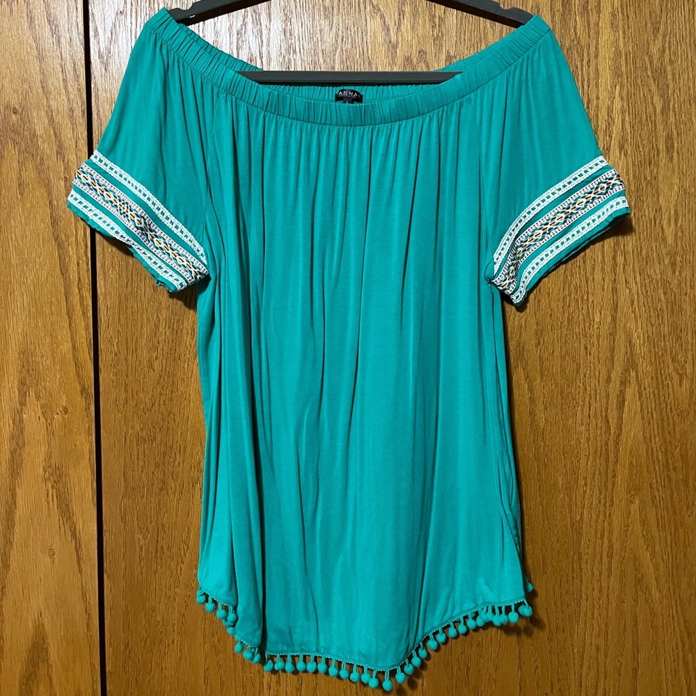 Teal Off-Shoulder Women's Top